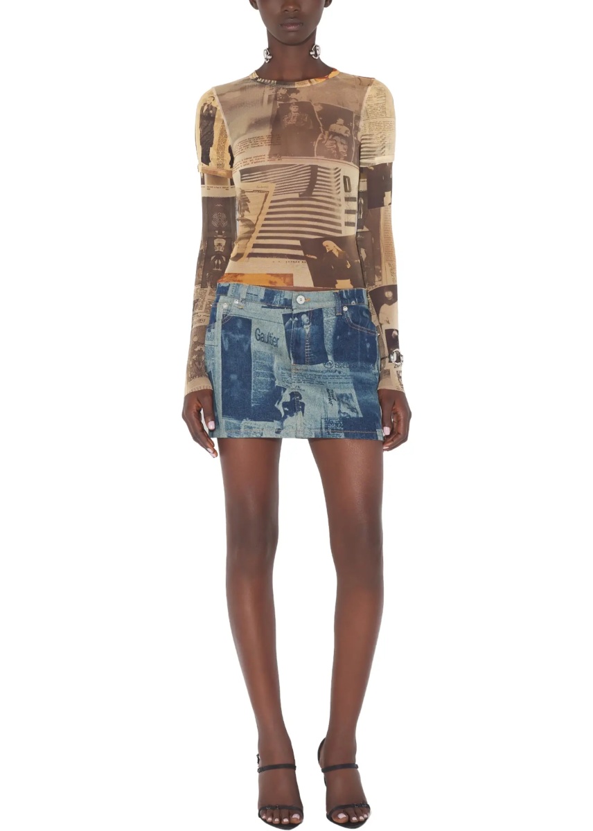 Miniskirt With "Newspaper" Print - Img 2