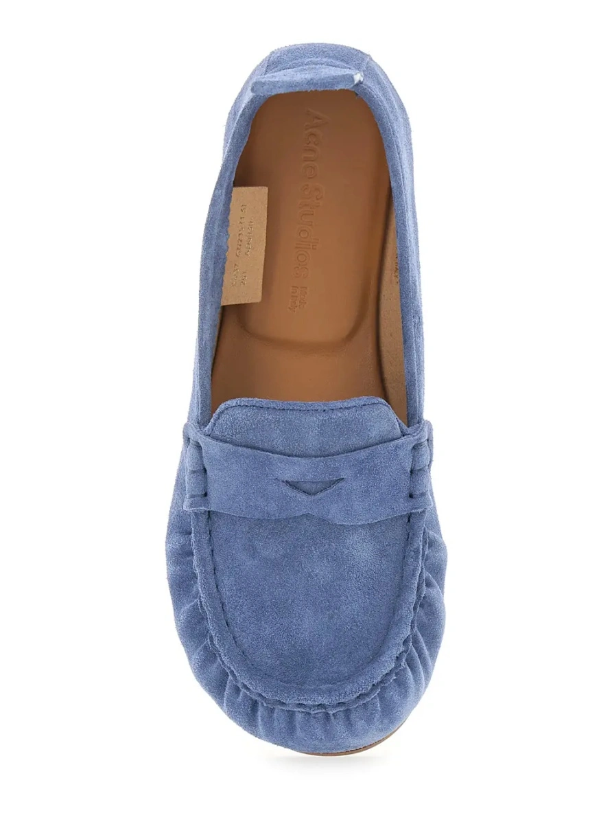 Mocasini Blue Loafers with Almond Toe and Pull-Tab at the Heel in Suede Woman - Img 4