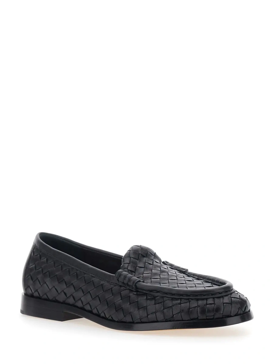 Mocasini Bottega Veneta negri din piele 'Silenzio' - Img 2
