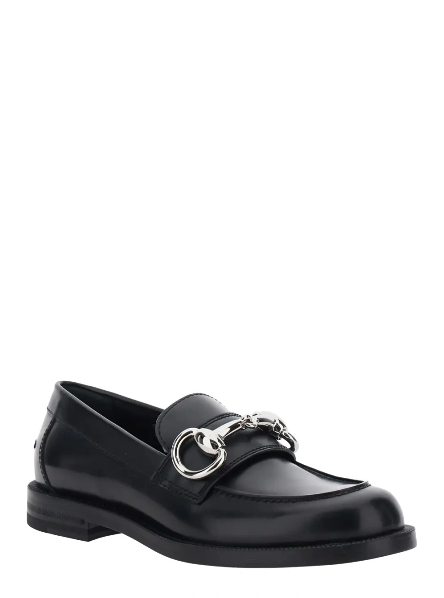 Mocasini 'Emily' Black loafers with Horsebit plaque on the front in leather for women - Img 2