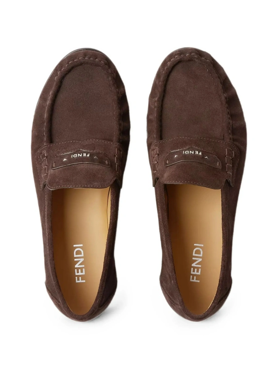 Mocasini Fendi maro din piele intoarsa - Img 7