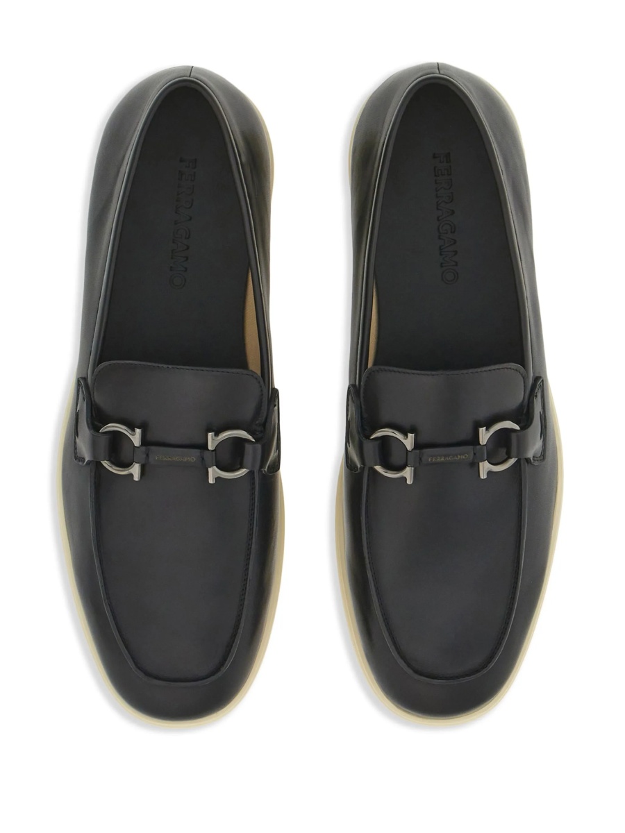 Mocasini Ferragamo gancini negri din piele - Img 4