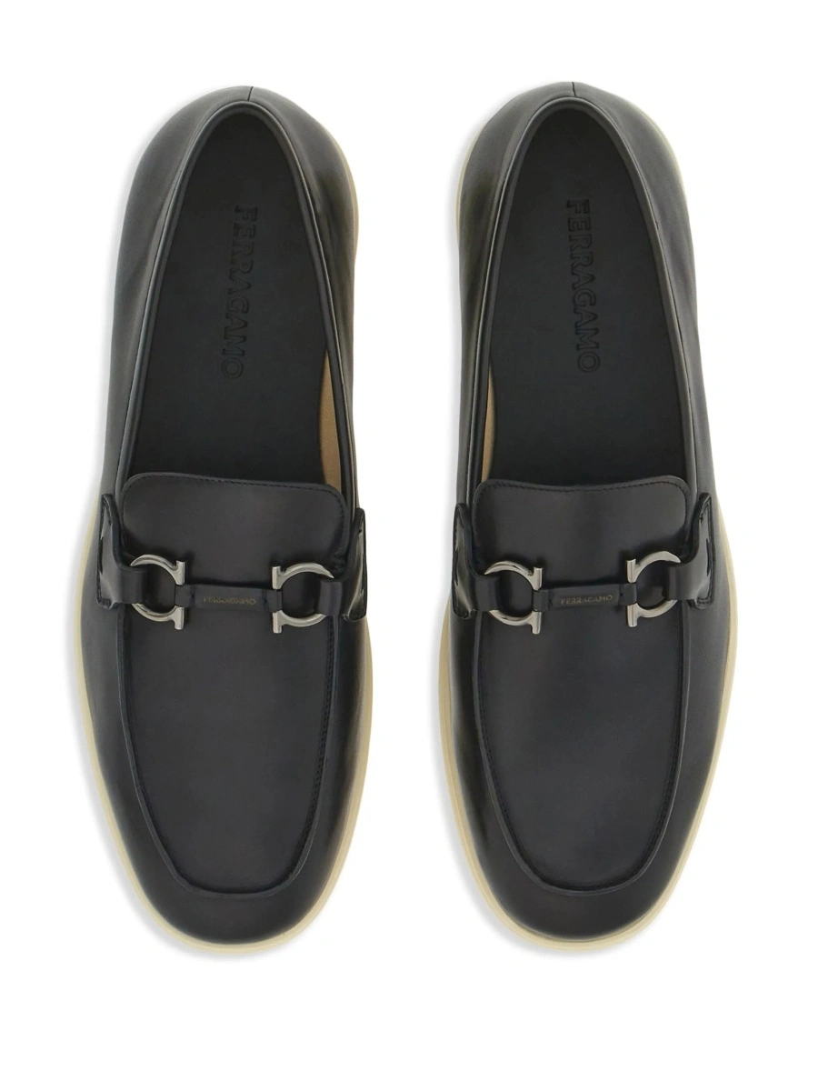 Mocasini Ferragamo gancini negri din piele - Img 4