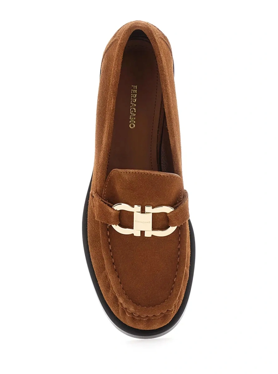 Mocasini Ferragamo maro din piele intoarsa 'MARIAN' - Img 3
