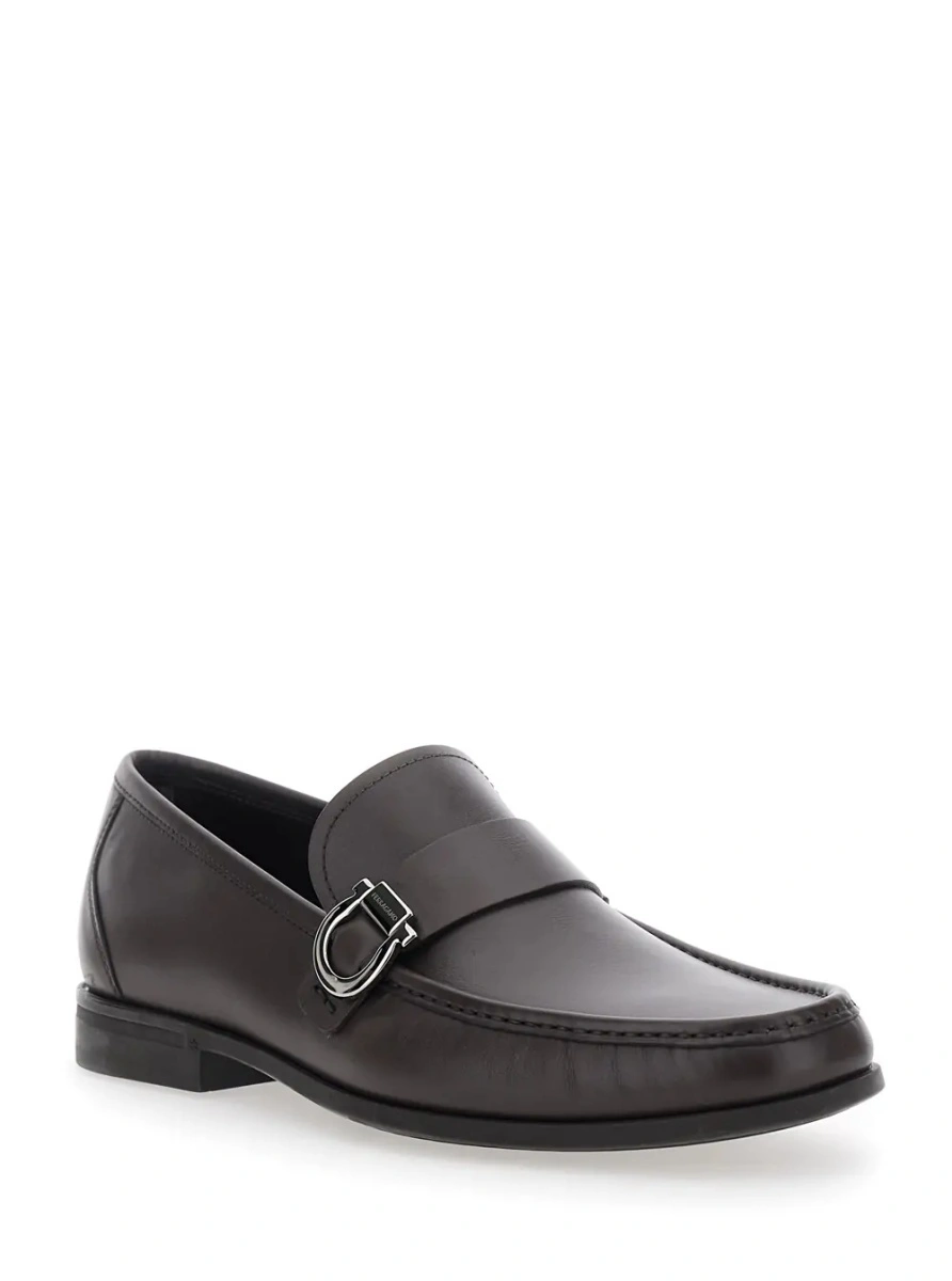 Mocasini Ferragamo maro din piele - Img 2