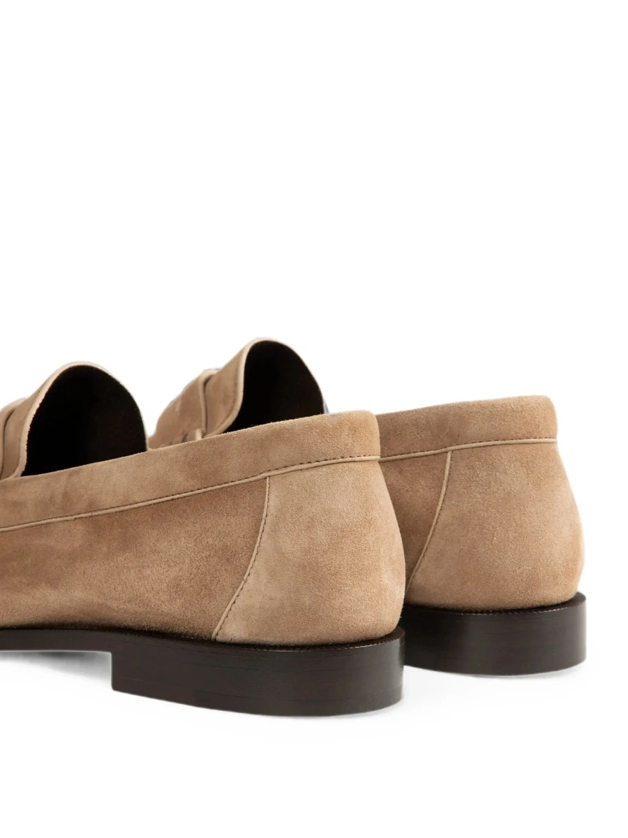 Mocasini 'Le Loafer' Beige Loafers with Hand-Stitched Moc Toe and Cassandre Plaque in Suede for Women - Img 7