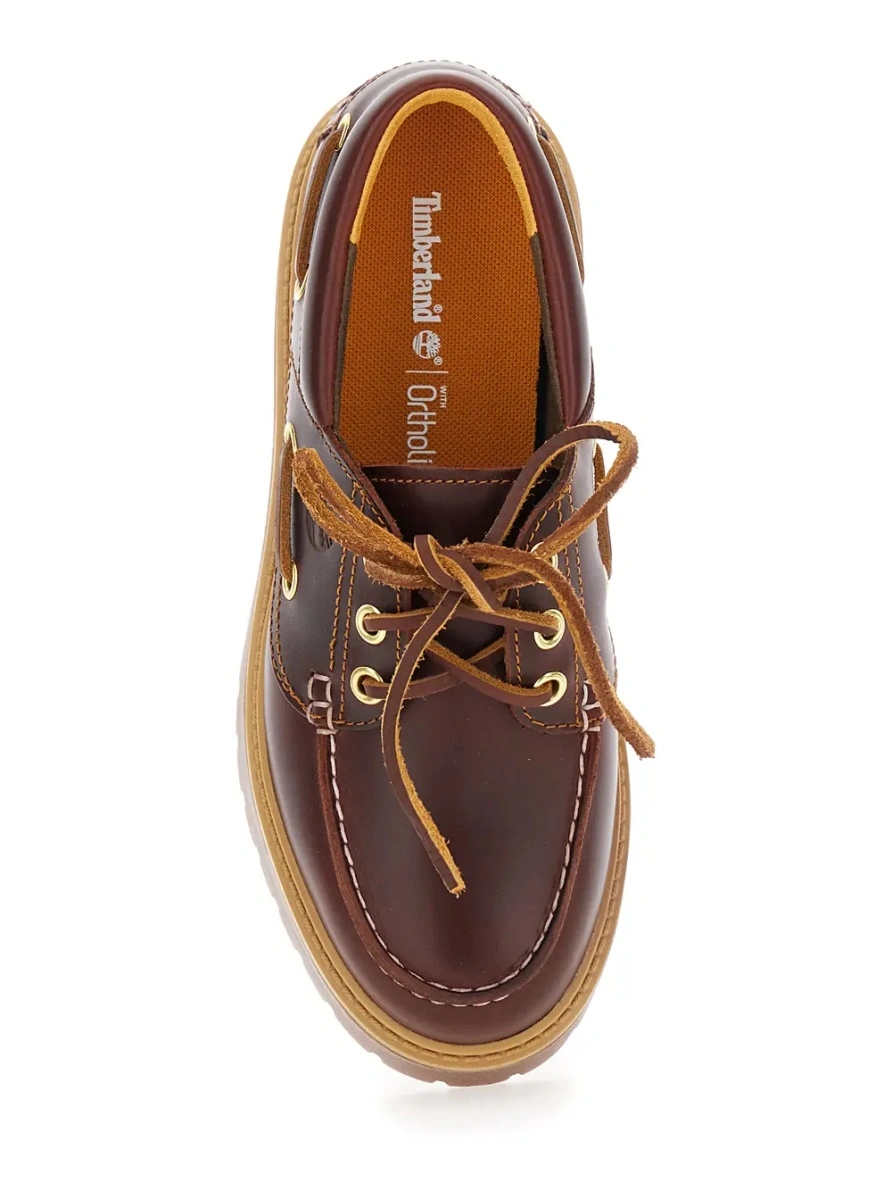 Mocasini Loafers with Engraved Logo and Platform in Brown Leather for Women - Img 4