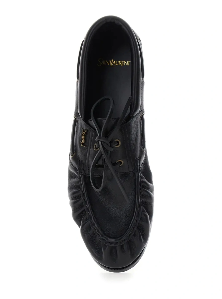 Mocasini Saint Laurent negri din piele 'Le Loafer Bateau' - Img 4