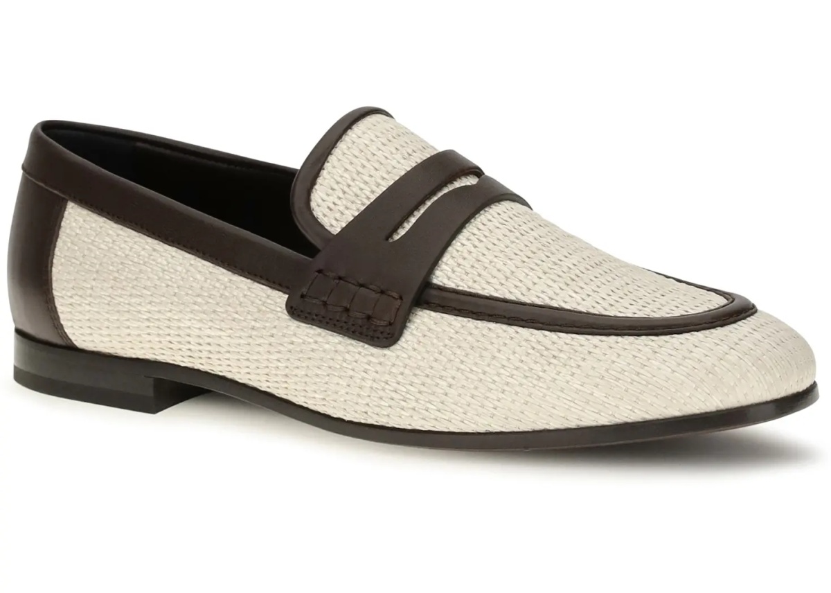 Mocasini Two-tone leather and raffia Loafers - Img 2