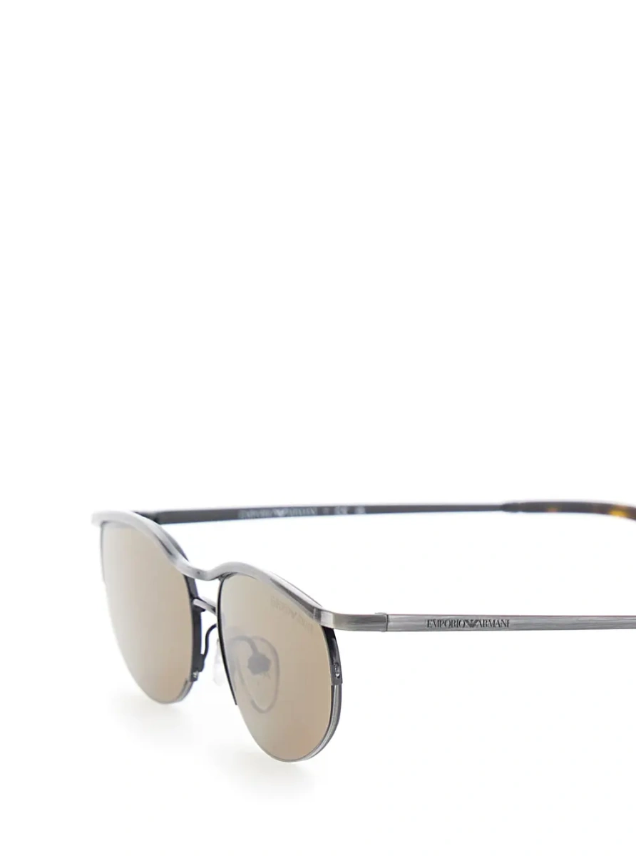 Ochelari Brown Oval sunglasses with metal logo lettering on the temple in metal for men - Img 3