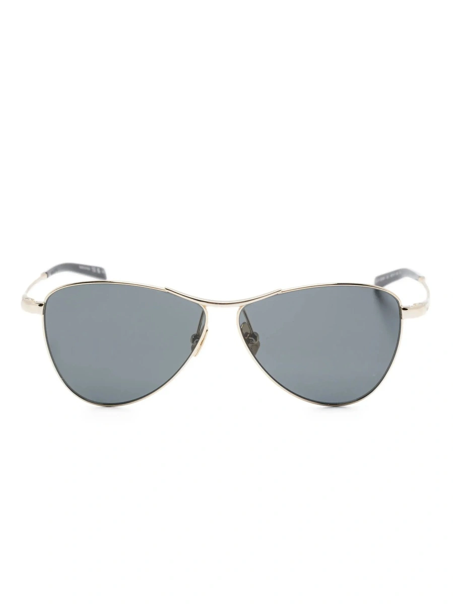 Ochelari de soare Saint Laurent aurii din metal - Img 7