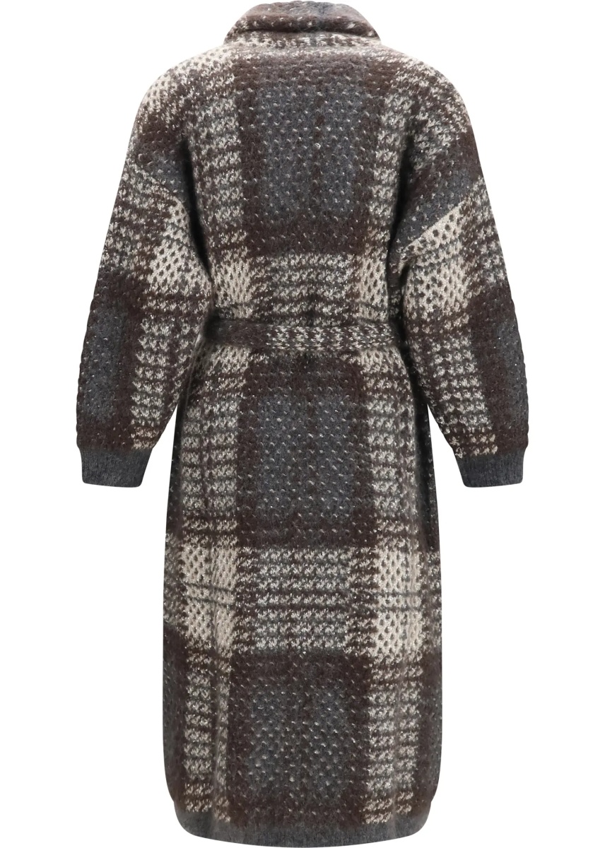 Paltoane Macrocheck mohair blend Coat with belt - Img 2