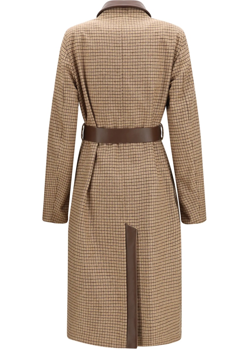 Paltoane Reversible cotton gabardine and cashmere Pied-de-Poule Trench Coat - Img 4