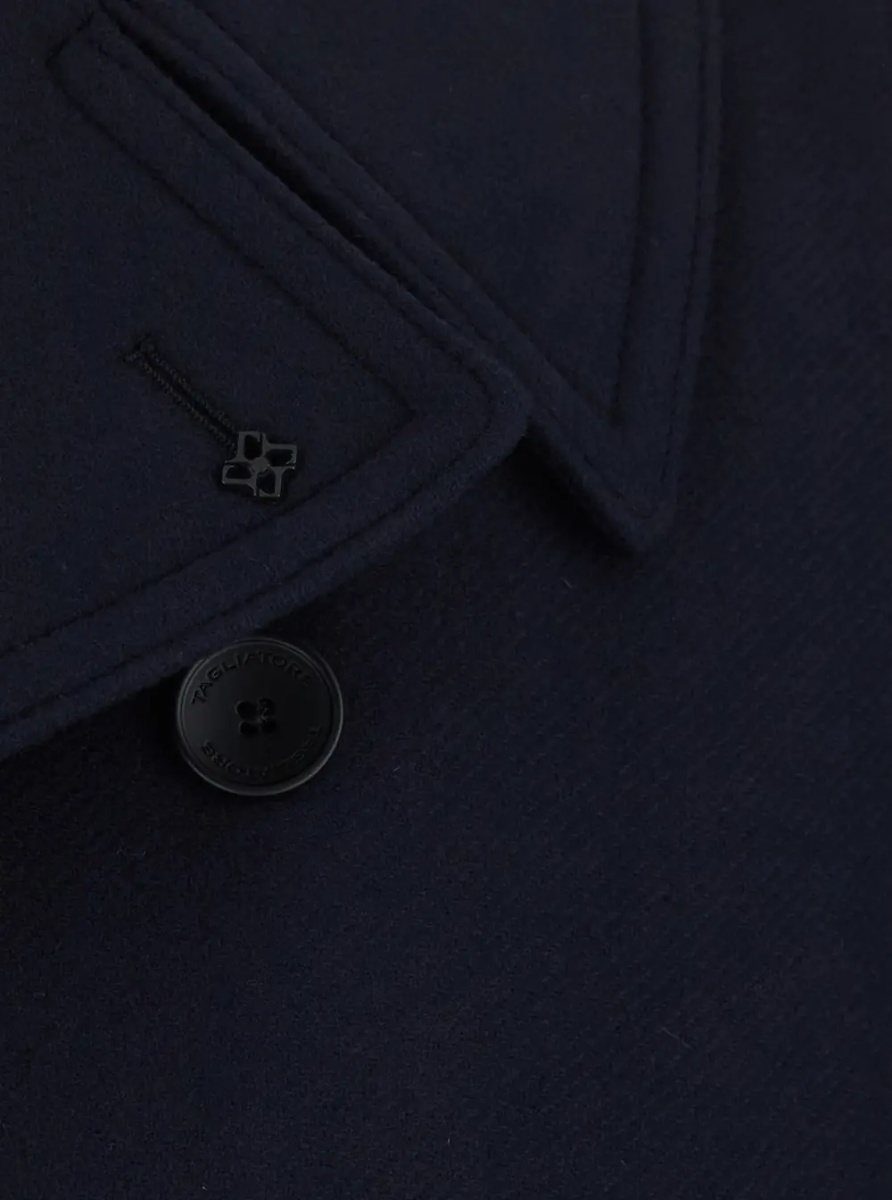Paltoane 'San Francisco' Blue Double-Breasted Coat with Notched Revers in Wool Blend for Men - Img 3