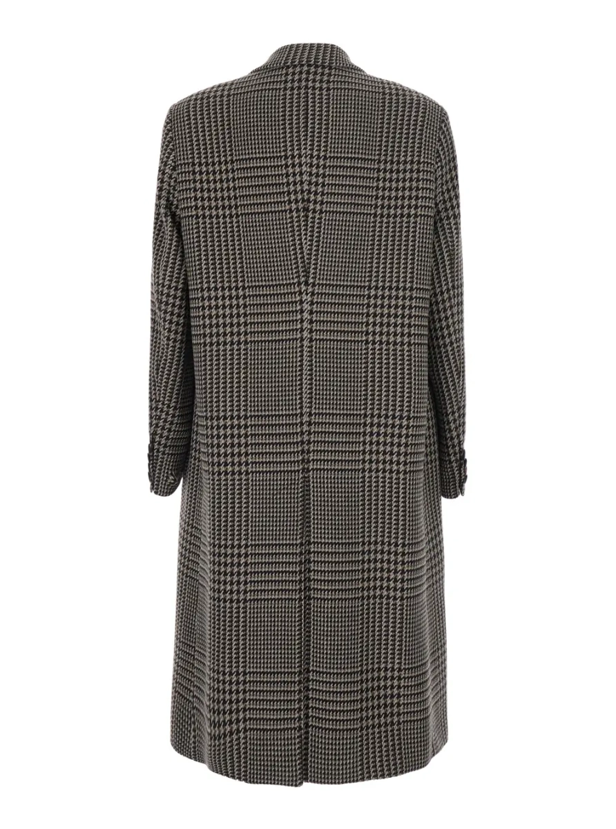 Palton Beige Double-breasted coat with Peak revers and Prince of Wales Motif in wool Blend for men - Img 2