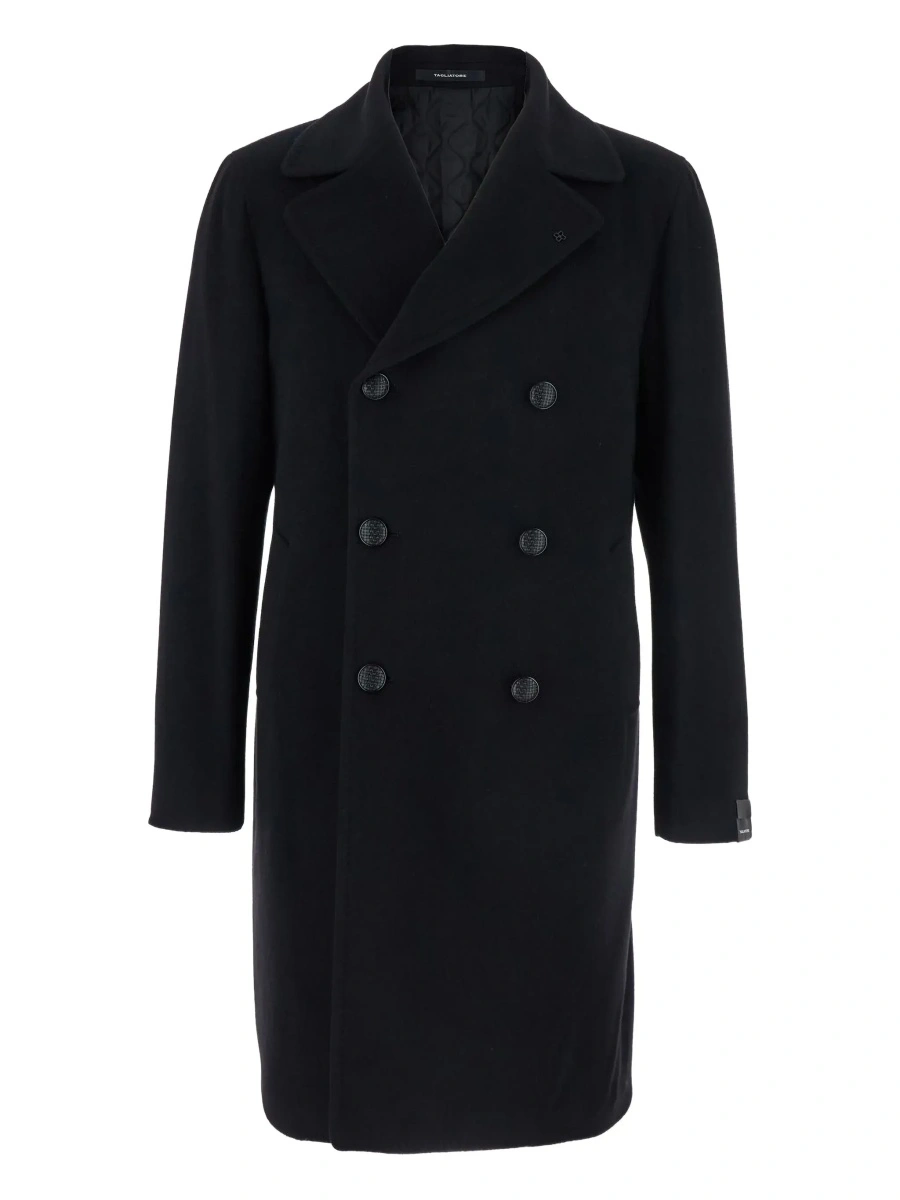Palton Black Coat with Notched Revers and Button Closure in Wool for Men - Img 6
