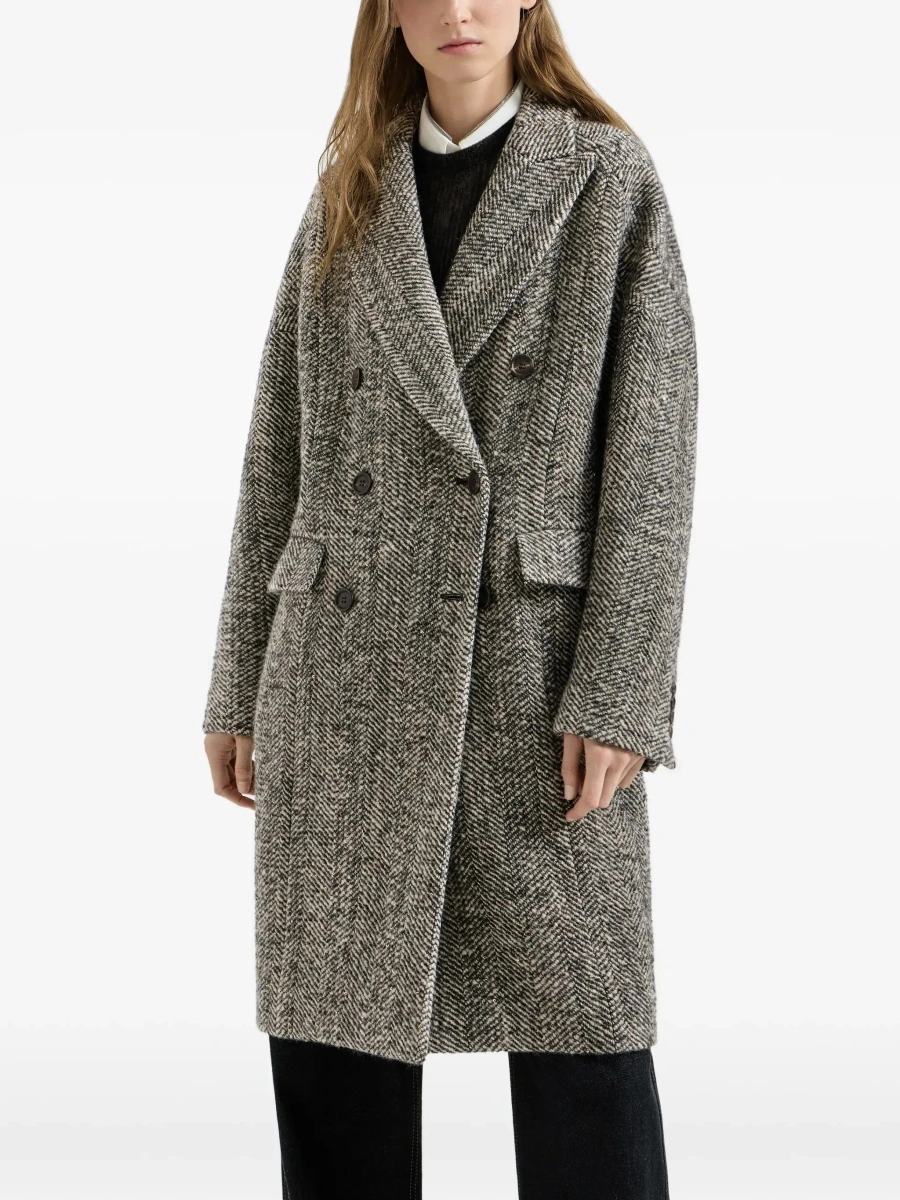 Palton Brunello Cucinelli multicolor din lana si alpaca - Img 5