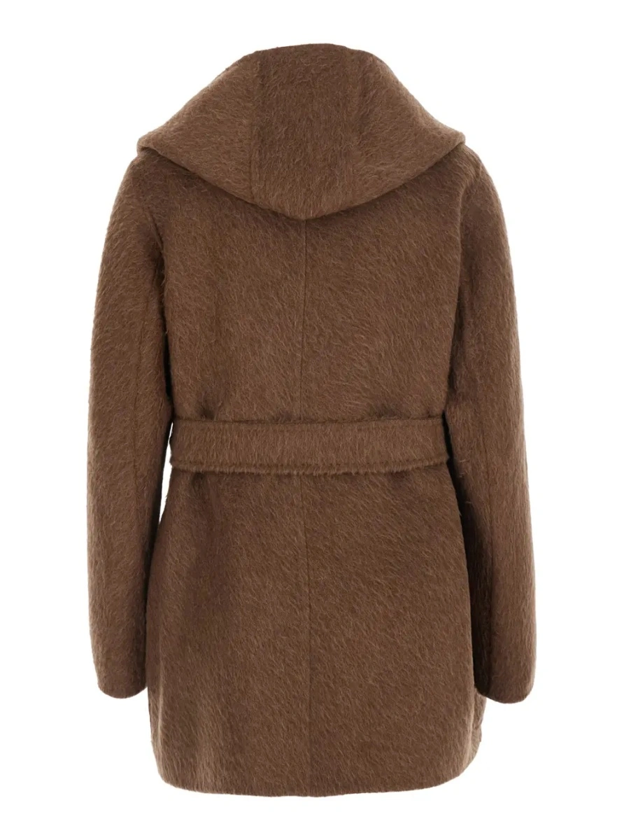 Palton Coat MXS GOLF LOOK29 with front closure and pockets, in wool and cashmere, beige, women - Img 2