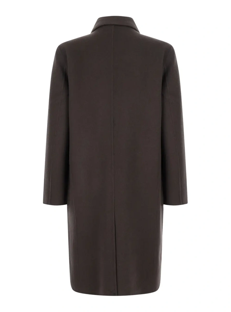 Palton Coat with classic collar and button closure in grey wool for men - Img 2