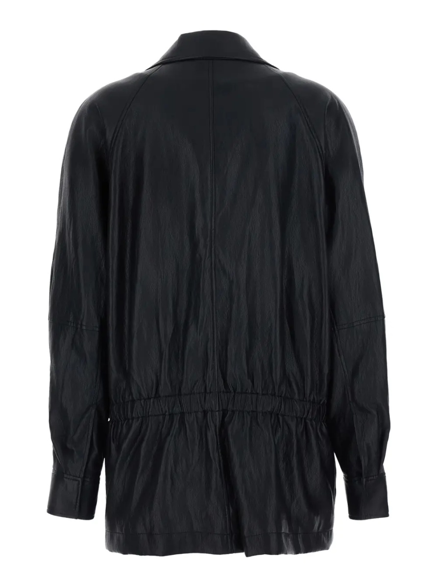 Palton Coat with shirt collar and long sleeves in black Tech Fabric for men - Img 2