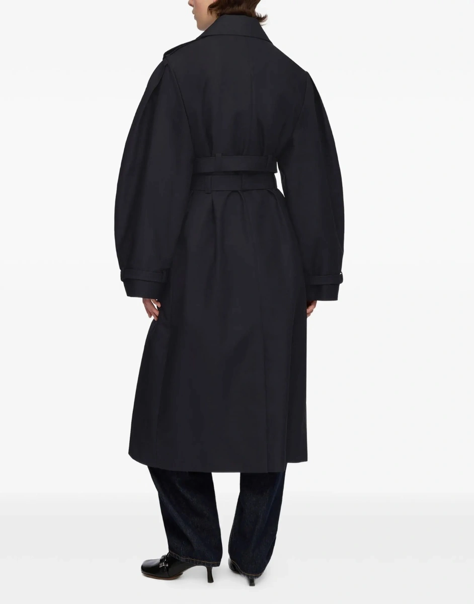 Palton Double-breasted cotton Trench Coat with double belt - Img 5