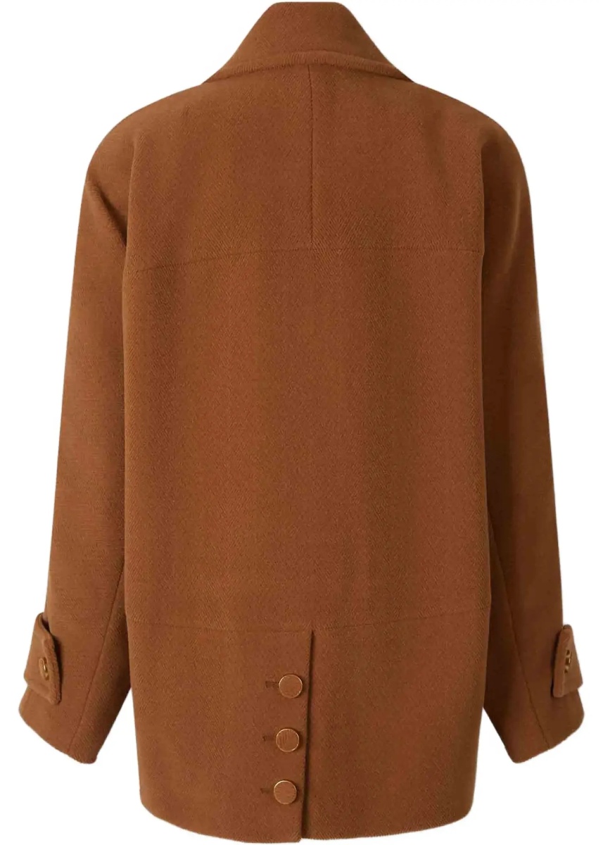 Palton Double-breasted herringbone wool short Coat - Img 4