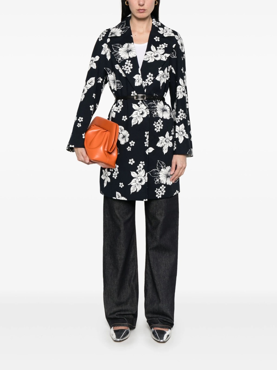 Palton MaxMara Studio albastru din spandex/elastan si bumbac - Img 2