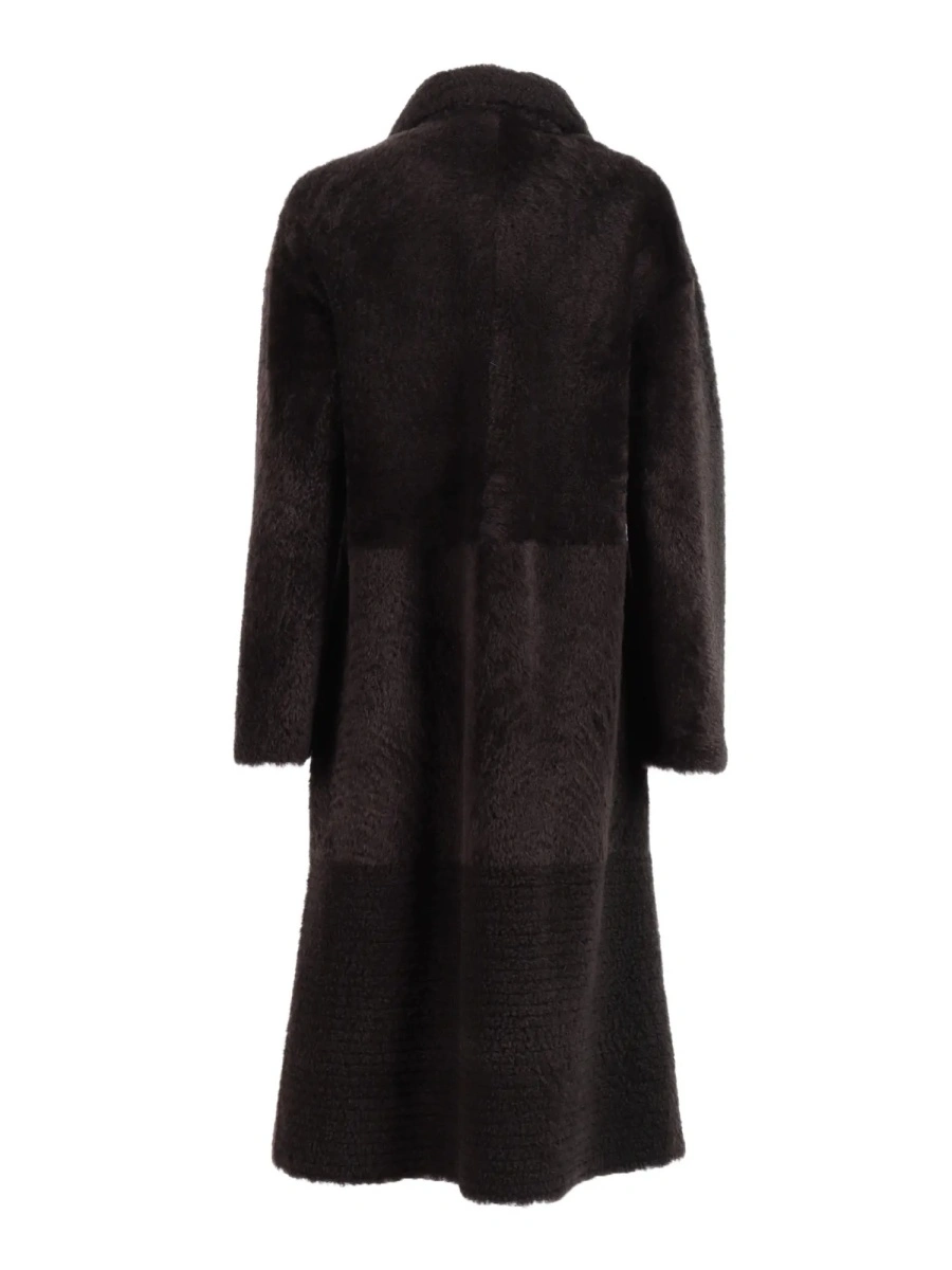 Palton NAPPED SHEARLING COAT WITH LASER-CUT INSERTS ON THE COLLAR. - Img 3