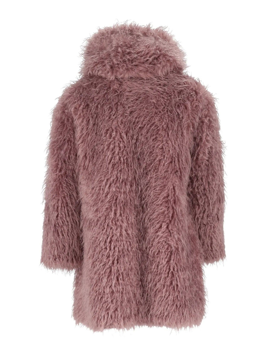 Palton REVERSIBLE FAUX MONGOLIAN FUR SHORT COAT WITH HOOD - Img 3