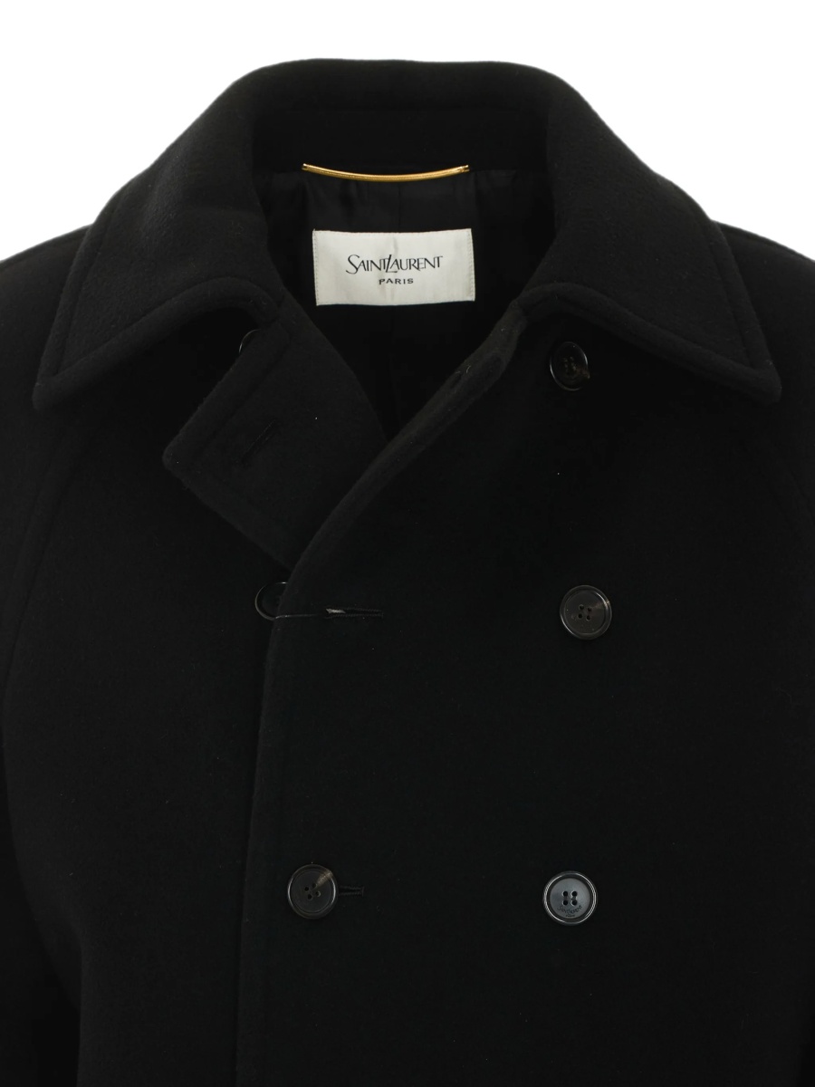 Palton Saint Laurent negru din elastan si bumbac - Img 4