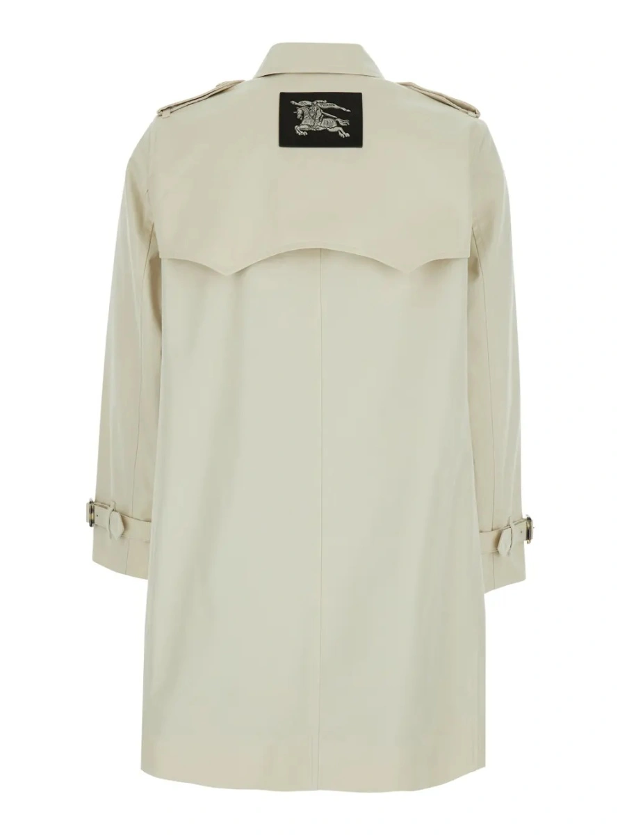 Palton 'Summerside' Beige Trench Coat with Classic Collar and EKD Patch on the Back in Cotton for Women - Img 2