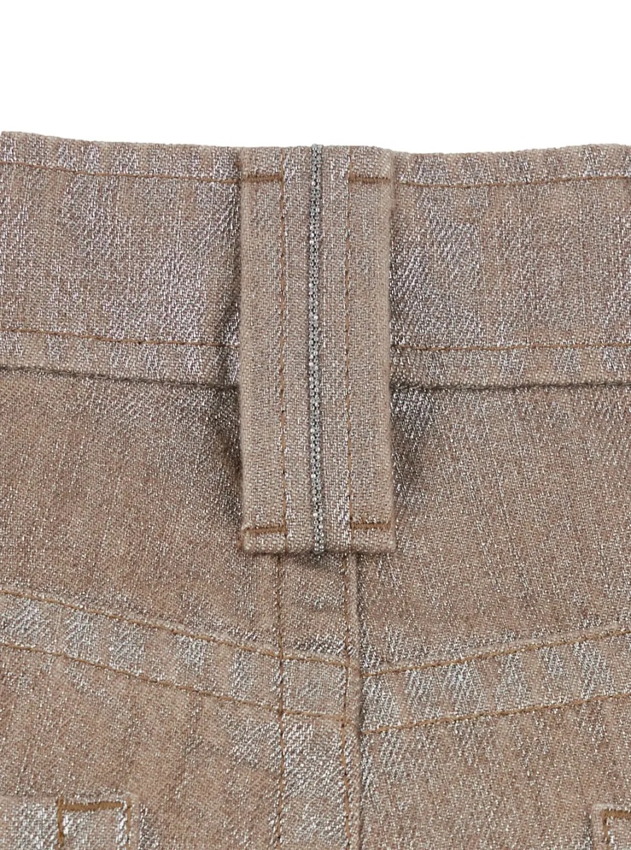 Pantaloni Beige jeans with faded effect and logo patch on the back in denim for women - Img 4
