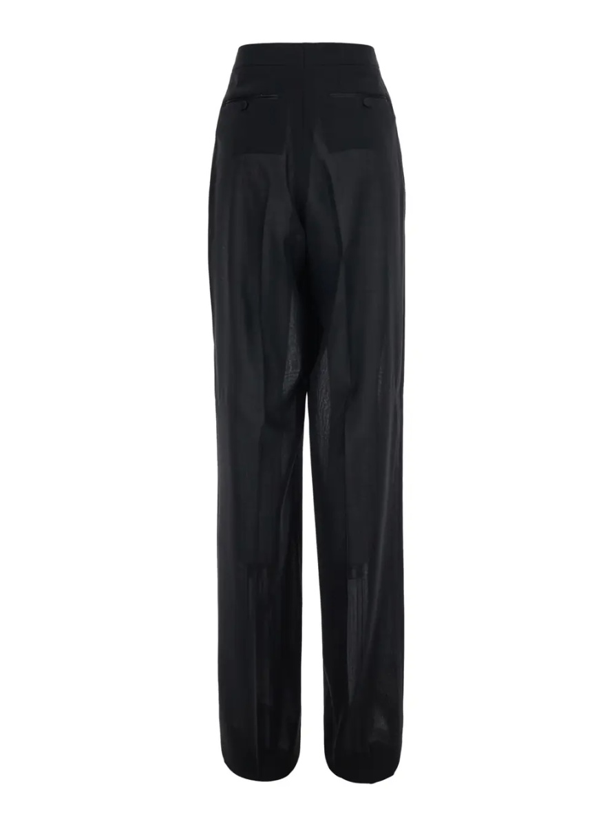 Pantaloni Black High-Waisted Pants with Front Pleats in Wool for Women - Img 2