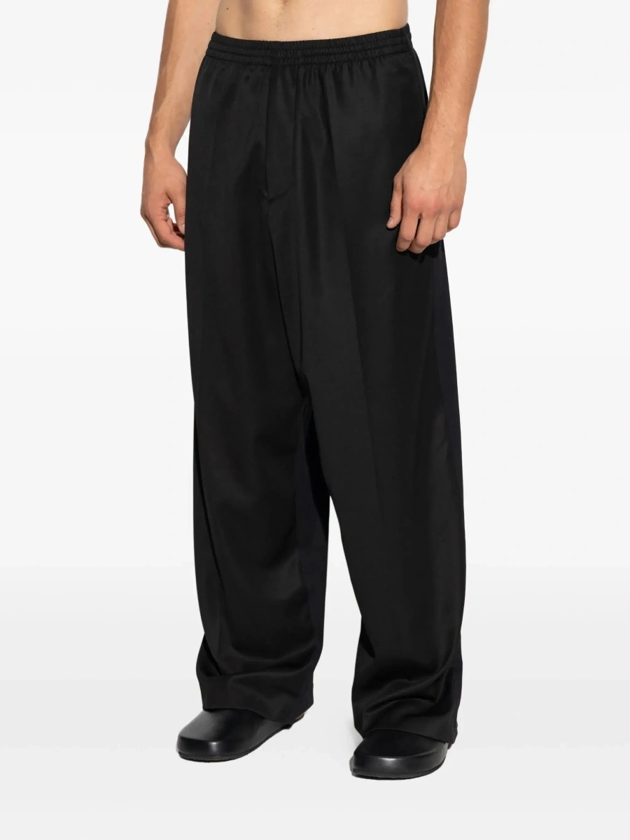 Pantaloni Black Pants with Elastic Waist in Wool Man - Img 5