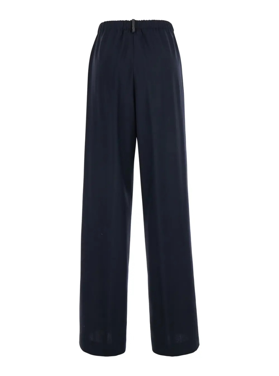 Pantaloni Blue Pants with elasticated waist and strass detail in wool blend woman - Img 2