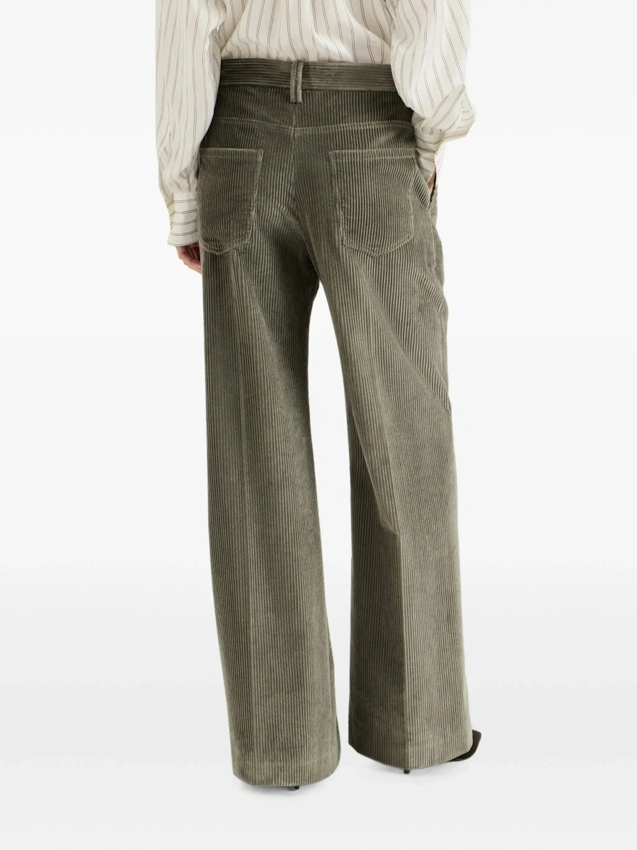 Pantaloni Brown Pants with Monile on the belt loop and wide leg in corduroy for women - Img 8