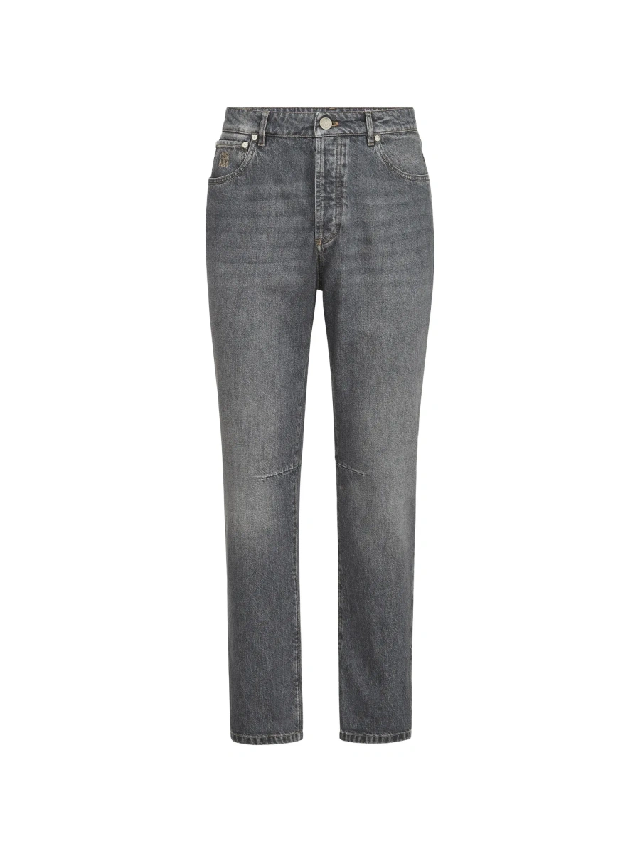 Pantaloni Brunello Cucinelli gri din denim - Img 8