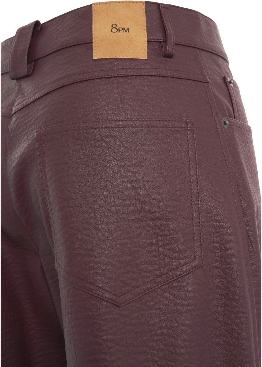 Pantaloni casual 8PM rosii din piele ecologica - Img 5