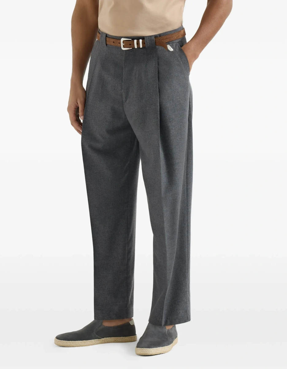 Pantaloni casual Brunello Cucinelli multicolor din lana si bumbac - Img 6