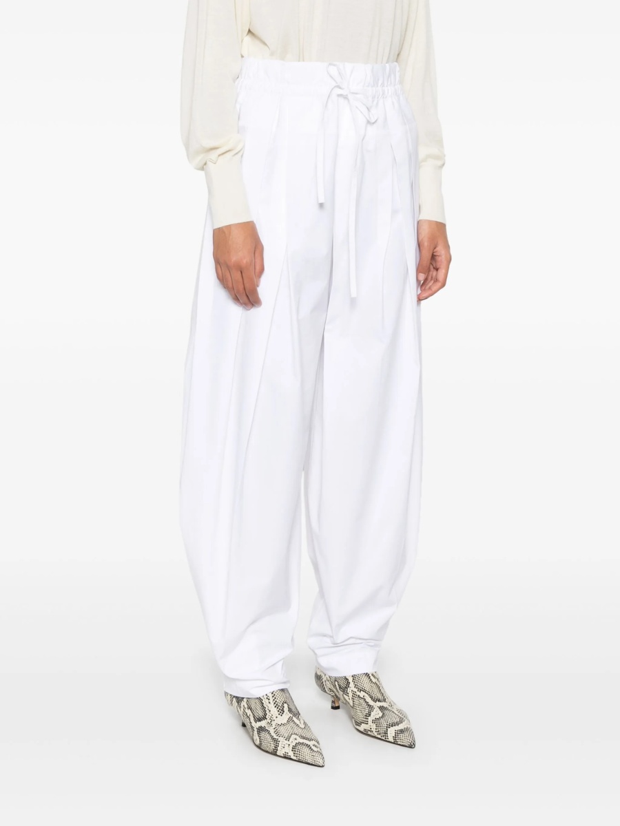 Pantaloni conici Jil Sander albi din bumbac - Img 3