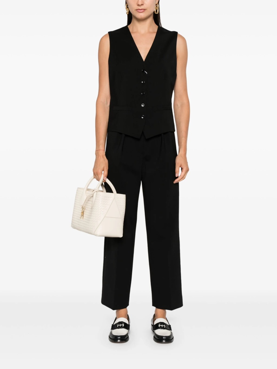 Pantaloni conici Max Mara negri din elastan si lana - Img 2