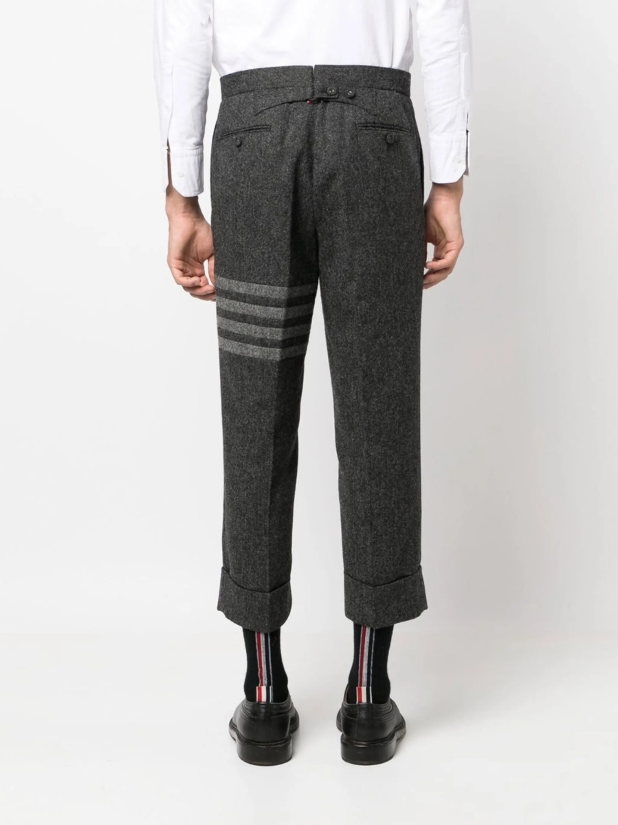 Pantaloni conici Thom Browne gri din lana - Img 4