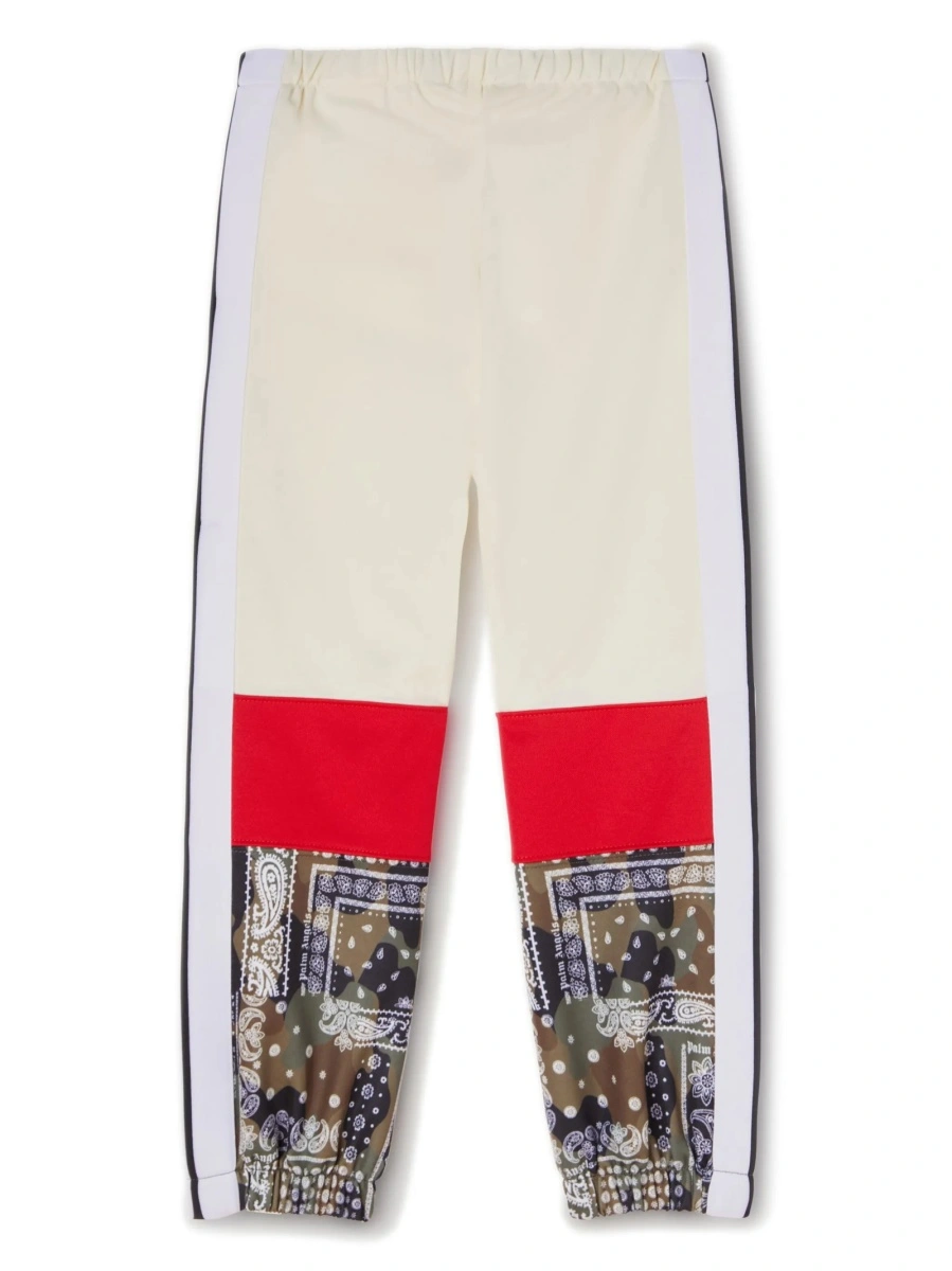 Pantaloni de trening Palm Angels albi din polyester si bumbac - Img 2