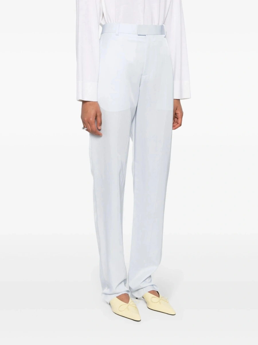 Pantaloni drepti Bottega Veneta albastri din vascoza - Img 3
