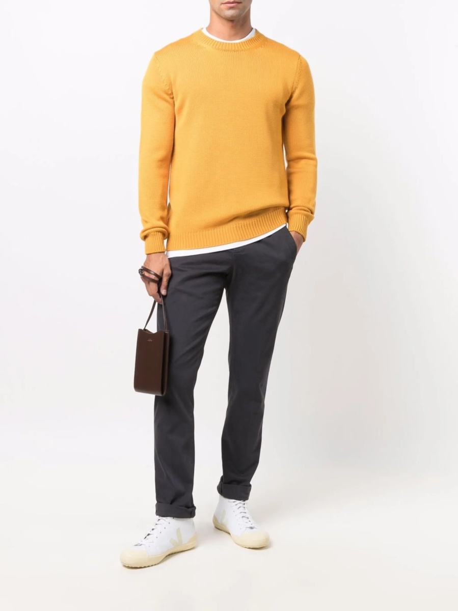 Pantaloni drepti Dondup gri din bumbac si spandex/elastan - Img 2