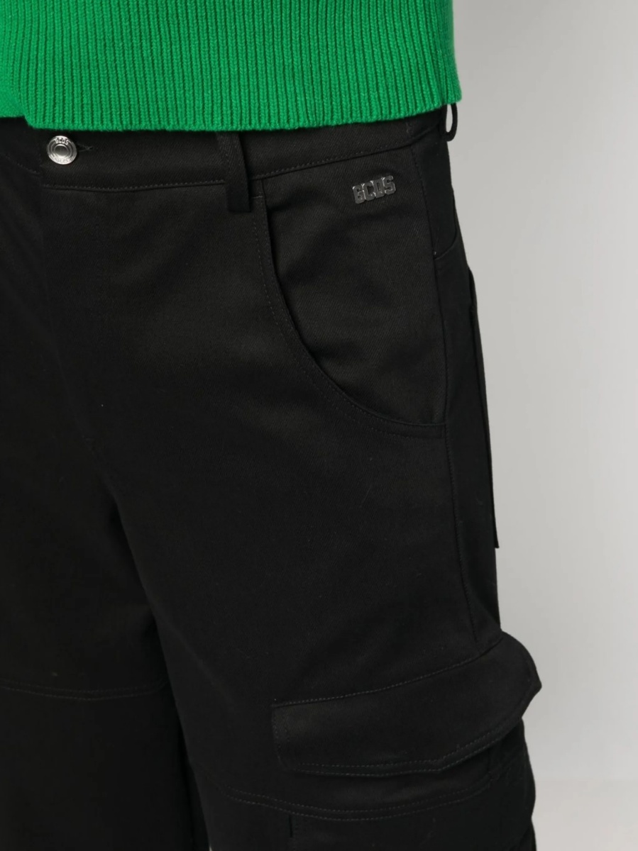 Pantaloni drepti GCDS negri din spandex/elastan si bumbac - Img 5