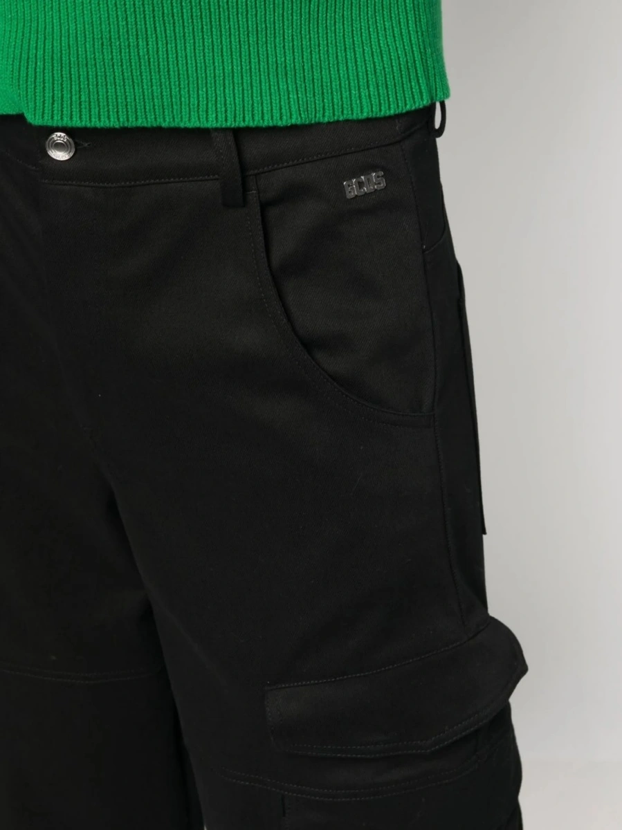 Pantaloni drepti GCDS negri din spandex/elastan si bumbac - Img 5