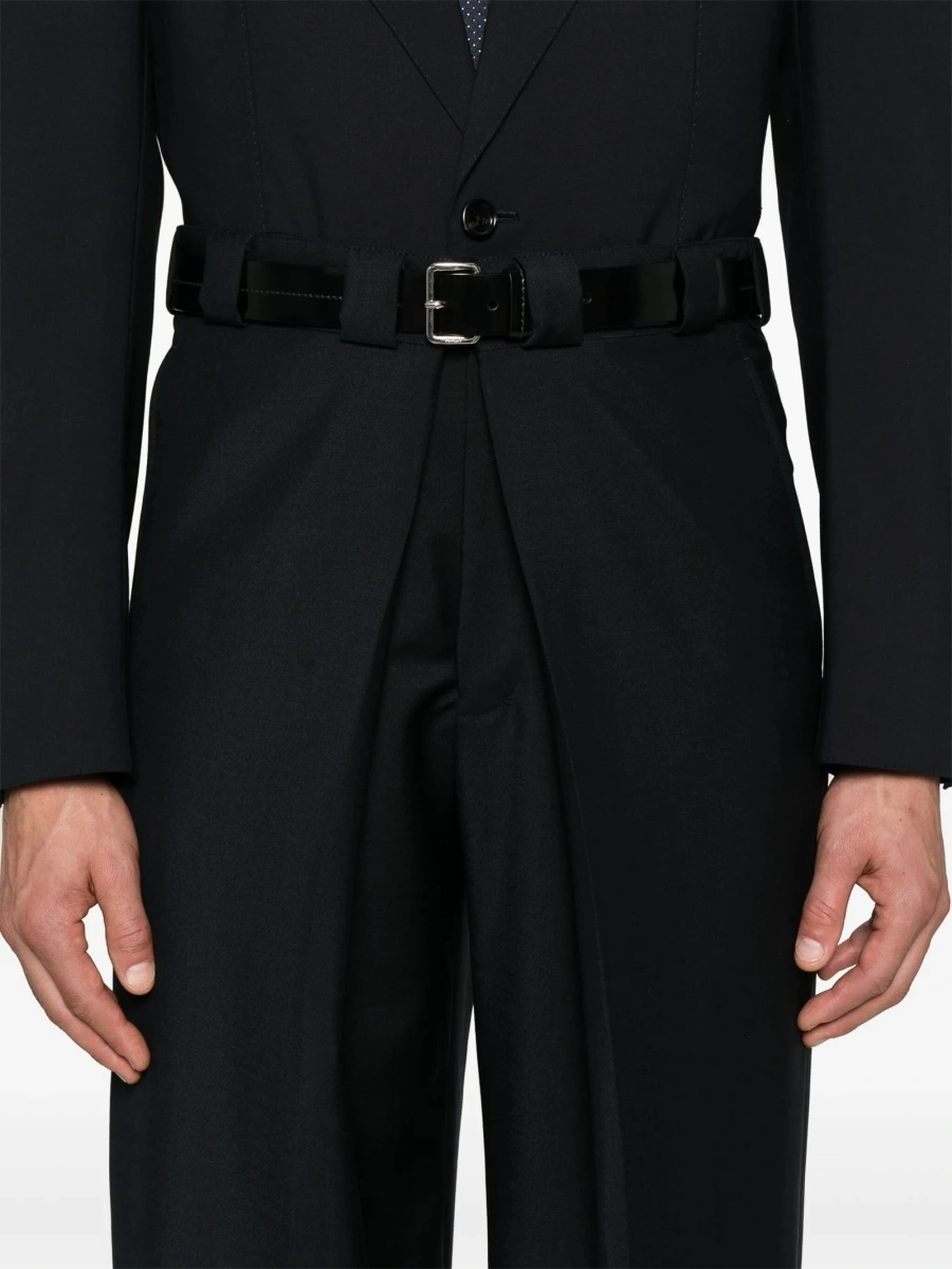 Pantaloni drepti Givenchy albastri din lana si mohair - Img 5