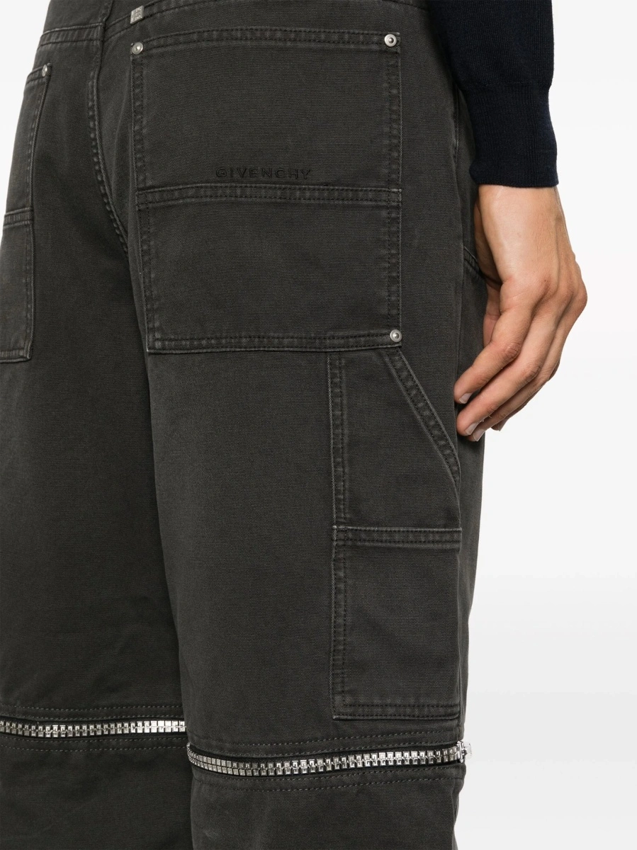 Pantaloni drepti Givenchy negri din bumbac - Img 5