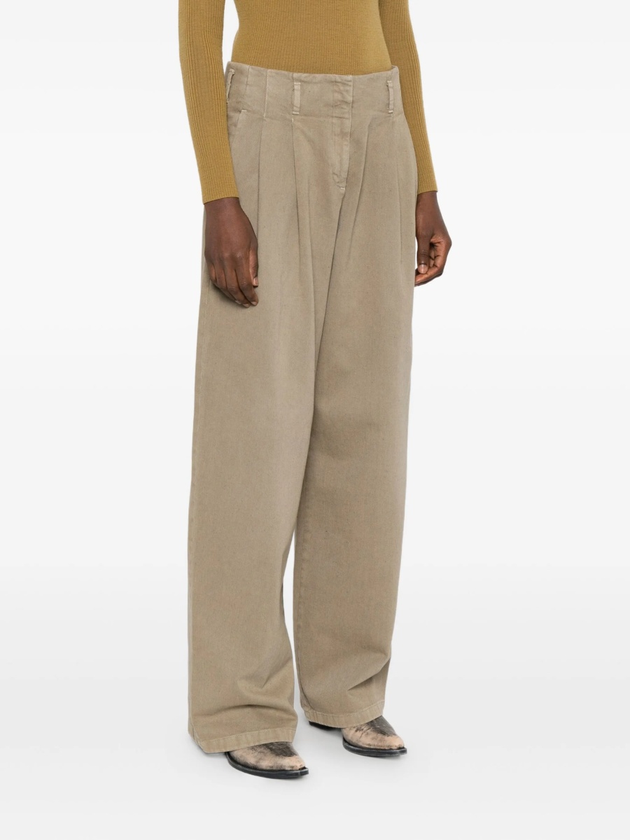 Pantaloni drepti Golden Goose verzi din bumbac si fibre - Img 3